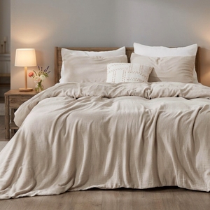 Parure <span class=keywords><strong>de</strong></span> lit en tissu <span class=keywords><strong>de</strong></span> <span class=keywords><strong>coton</strong></span> mousseline biologique, 100% <span class=keywords><strong>coton</strong></span> biologique, <span class=keywords><strong>housse</strong></span> <span class=keywords><strong>de</strong></span> <span class=keywords><strong>couette</strong></span> <span class=keywords><strong>double</strong></span> <span class=keywords><strong>gaze</strong></span>, ensemble 3 pièces, <span class=keywords><strong>housse</strong></span> <span class=keywords><strong>de</strong></span> <span class=keywords><strong>couette</strong></span> marron clair - Product Image 1