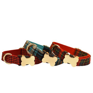 <span class=keywords><strong>Collar</strong></span> para Perro o Gato con Hebilla de Hueso, Serie de Tela Estampada a Cuadros, Suministros para Mascotas, Anillo para el Cuello, Nuevo Estilo, Grabado Personalizado - Product Image 2