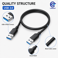 LUNG KAY Memproduksi Kabel Data USB 3.0 5Gbps 2A USB a Male to Male Premium untuk PC HDD SSD Custom OEM ODM