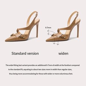 Migliore vendita <span class=keywords><strong>scarpe</strong></span> taglie personalizzate da donna tacchi sottili in microfibra <span class=keywords><strong>scarpe</strong></span> superiori marrone fibbia per cintura tacchi alti - Product Image 5