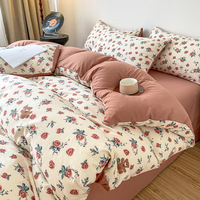 260726 Ensemble de literie de luxe pour mariage, ensemble de couette d'hôtel, couverture douce, drap-housse, protège-matelas, motifs de draps