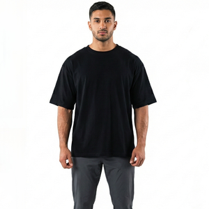 T-shirt à col rond en coton 100% personnalisé OEM, été, uni, 220 GSM, de haute qualité, imprimé à l'écran, t-shirt ample et ample, TKAN619 - Product Image 1