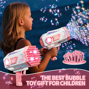 Juguete clásico para niños, pistola de burbujas eléctrica para exteriores con 125 agujeros, luces de fiesta, fabricante automático de burbujas, regalo para niños - Product Image 4