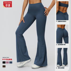 ดิสโก้ สปอร์ต โยคะ กางเกงขาบานเอวสูงรัดรูปยืดได้สี่ทิศทางเลกกิ้งขายาว ECK9308 2 - Product Image 2