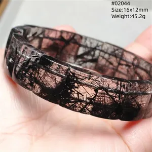 Natürlicher Schwarzer Rutilquarz Runde Perlen Gold Klassisches Strang-Armband Schmuck für Frauen Männer Klare Perlen CCGTC-Zertifikat - Product Image 1