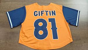 Jersey de béisbol y softbol naranja personalizado, cuello en V, botón de malla, ajuste seco, sarga transpirable, costura, sublimación, ropa de práctica suave - Product Image 6