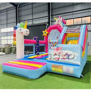 Publicité commerciale gonflables licorne Combo toboggan fête enfants château rebond maison châteaux à <span class=keywords><strong>vendre</strong></span> - Product Image 1