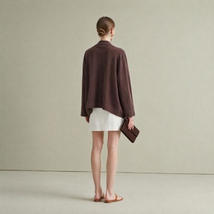 Soft 100% Wool Open Front <strong>Waterfall</strong> Collar Long Sleeve Women <strong>Cardigan</strong> for Autumn Office Wear - Product Image 3