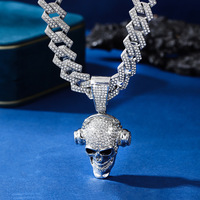 Collier pendentif tête de mort tendance pour homme, chaîne cubaine en strass dorés et argentés, bijoux hip-hop, cadeau