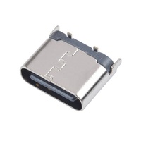 Connecteur femelle USB Type-C 2 broches, 3.0A, 100V AC, longueur 6,5 mm, montage vertical SMD