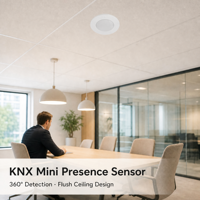 Détecteur de mouvement KNX compact et hautement sensible avec technologie PIR et précision au niveau du millimètre, 30V DC 10mA pour applications haut de gamme