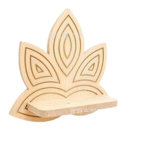 Solid Wood Wall Mounted <b>Shelf</b> Lotus Shape Single Layer Storage <b>Rack</b> For Living Room Bedroom Hallway - Product Image 3