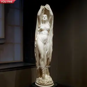 Exquisita velada famoso piedra Natural a mano mármol tallado estatua de mujer desnuda