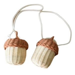 Mini Rattan Acorn Bag Handmade Crossbody <b>Woven</b> <b>Basket</b> For Children Props Decorative Storage Bowl Shape - Product Image 5