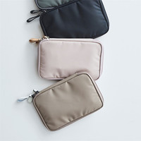 Tas Paspor Perjalanan Tahan Aus dengan Ritsleting Nilon Warna Solid untuk Pria dan Wanita, Dompet Dokumen, Tas Ponsel.