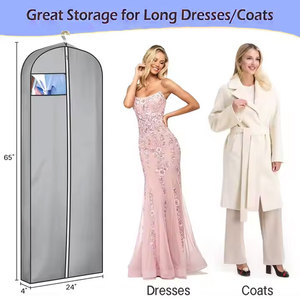 Ensemble de housses de rangement suspendues pour vêtements en non-tissé avec fenêtre en PVC, soufflet de 4 pouces, capacité de 4 à 6 costumes et robes, épaules cintrées, pour rangement dans placard - Product Image 6