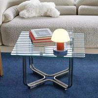 Ensemble de tables basses gigognes Bauhaus Mid-Century avec plateau en verre et rangement pour salon