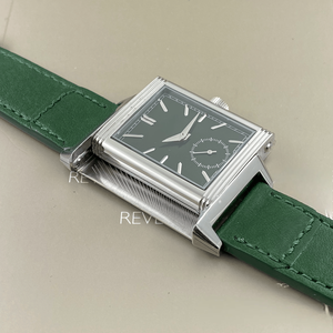 Rectangular Hand-Wound Mechanical Watch with Small Second Dial Calfskin Strap Polished Steel Case for Men Business and Casual - Product Image 6