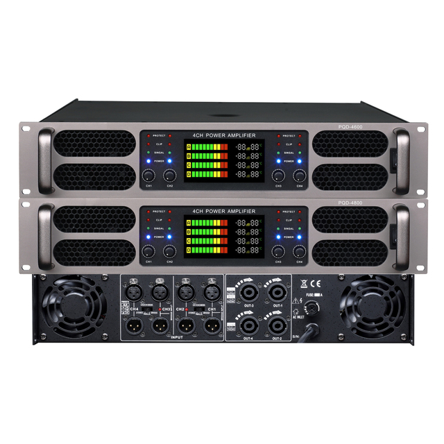 4 Channel High Power Professional Class D Digital Power Amplifier 8 Ohm 2U Stereo Bridgeable for Stage DJ KTV PA System