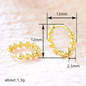 Orecchini a Cerchio Minimalisti con Perline per Donne, Semplici Orecchini Rotondi a Cerchio, Gioielli di Moda Quotidiana - Product Image 4