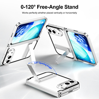 Étui de téléphone en métal aluminium avec béquille pour iPhone, protection de charnière double, couverture intégrale, antichoc, anti-traces de doigts, pliable
