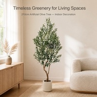 Arbre d'olivier artificiel réaliste de 2,1 m, tronc en bois naturel, feuilles vertes argentées, respectueux de l'environnement, décoration d'intérieur pour Thanksgiving