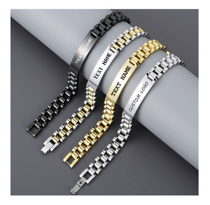 Bracciale a Catena da Uomo 10MM in Acciaio Inossidabile Placcato Oro 18K con Nome e ID Personalizzabili Incisi per Idea Regalo - Product Image 1