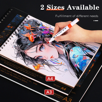 Bloc de papier pour marqueurs Panwenbo Art A3 A4, 40 pages, reliure spirale, papier pour marqueurs, bloc de dessin pour le dessin et la peinture
