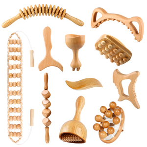 Masseur de drainage lymphatique en bois et kit d'outils Gua Sha produits de massage de mise en forme du corps - Product Image 2