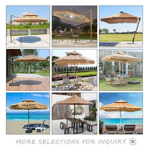 Grand <span class=keywords><strong>parasol</strong></span> hawaïen coupe-vent en bois coloré poteau en acier Tiki chaume plage extérieur balcon parapluie - Product Image 6