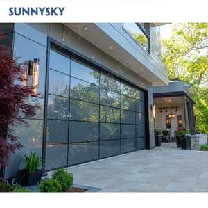 باب مرآب أوتوماتيكي من Sunnysky حديث مصنوع من سبائك الألومنيوم الأسود ، باب مرآب أوتوماتيكي جديد للفلل الحديثة - Product Image 1