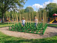 Vente en gros de labyrinthes en bambou pour l'entraînement sensoriel, cadre vert pour les aires de jeux extérieures des jardins d'enfants