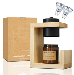 Lampada Scaldacandele in Legno <span class=keywords><strong>Naturale</strong></span> con 2 Lampadine, Timer Regolabile e Dimmer - Product Image 1