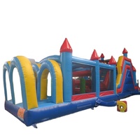 Jeu interactif gonflable extérieur de 12x3m, combos gonflables commerciaux de château plein d'entrain de glissière de videur de parcours d'obstacles à vendre