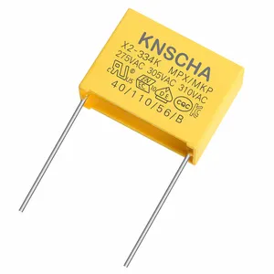 Condensador KNSCHA 334k 310vac mkp x2 con Paso 15mm 0,33 uf, caja amarilla, película de seguridad