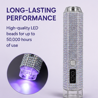 Lampe à ongles LED UV portable 3W rechargeable sans fil, mini séchoir à ongles manuel, pour usage domestique, en plastique, avec diamants colorés