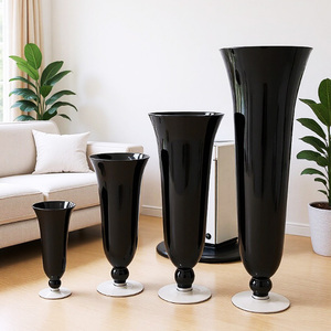 Vasi Cilindrici <span class=keywords><strong>in</strong></span> <span class=keywords><strong>Vetro</strong></span> Nero per Centrotavola, Decorazioni per Eventi e Matrimoni - Product Image 2