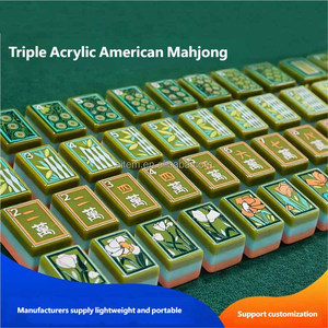 Tuiles de mahjong américaines modernes en acrylique sur mesure à 3 couches avec 160 cartes pour 4 joueurs, jeu élégant et luxueux pour adultes, cadeau - Product Image 2