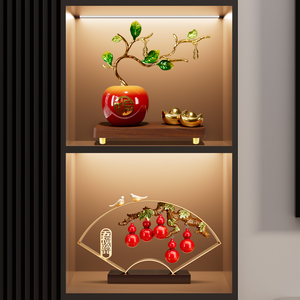 Adorno Creativo de Manzana de la Fortuna con Rama Dorada y Lingote para Decoración de Sala de Estar y Entrada, Regalo de Inauguración de Casa - Product Image 5
