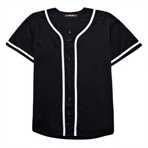 Camiseta de Béisbol Negra Unisex con Media Abertura de Botones, Absorbe la Humedad, Transpirable, UPF 50+, Talla Grande, Corte Regular, con Nombre del Jugador Impreso - Product Image 3