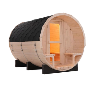 Sauna en baril en pin blanc massif traditionnel du New Jersey pour 4 à 6 personnes, poêle de sauna, installation facile, spacieux, véranda avant - Product Image 5