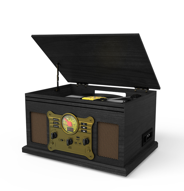 Hot Selling Retro Wooden Cassette Tape CD Turntable Player Bluetooth MP3 Vinyl Record Player