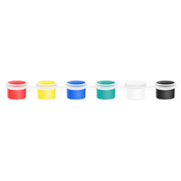 Peinture acrylique écologique Artecho Classic non toxique, 6 couleurs, pot de peinture en bande de 2,5 ml, 6 pièces avec 2 pinceaux, ensemble de peinture artistique