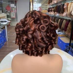 Perruques bandeau prêtes à porter, noires naturelles, bouclées et volumineuses, en cheveux humains originaux SDD - Product Image 4