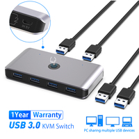 Commutateur KVM USB 2.0 4 ports avec bouton 2-in-4 Out Console Connecte Imprimante Clavier Souris