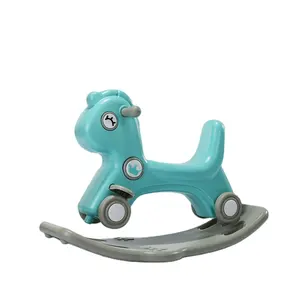 ABST HDPE Plastic Baby Home Indoor 3 in 1 W/ 4 Wheels BB Sound Rocking Horse Rider Toys For Kids