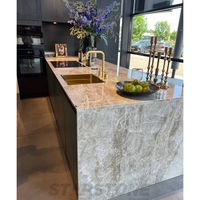 Îlot de cuisine de luxe en quartzite Taj Mahal, plan de travail en pierre de quartzite naturelle pour villa et appartement