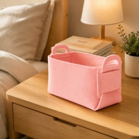 Ensemble de paniers de rangement en feutre couleur macaron écologiques, boîte de rangement rectangulaire en feutre doux avec poignées pour la maison et le bureau