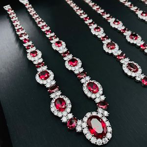 Ins vendita calda progetta <span class=keywords><strong>collana</strong></span> in argento 925 <span class=keywords><strong>rubino</strong></span> <span class=keywords><strong>rosso</strong></span> sintetico popolare europeo e americano di lusso - Product Image 2