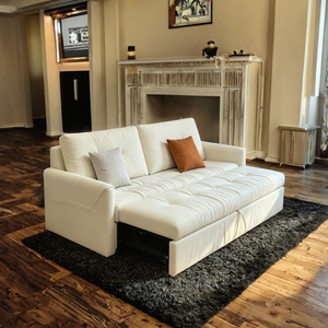 Canapé-lit en tissu moderne en forme de L avec rangement dissimulé, convertible trois places pour appartement, hôtel, villa, salon - Product Image 2
